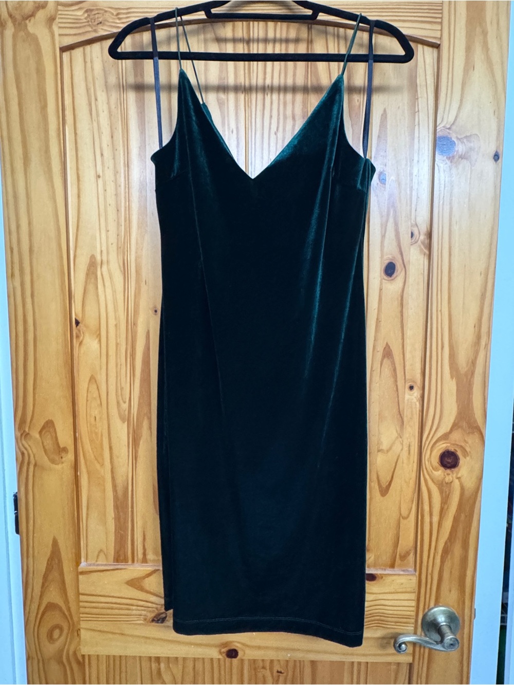 B. Smart Deep Emerald Velvet Midi Slip Dress
